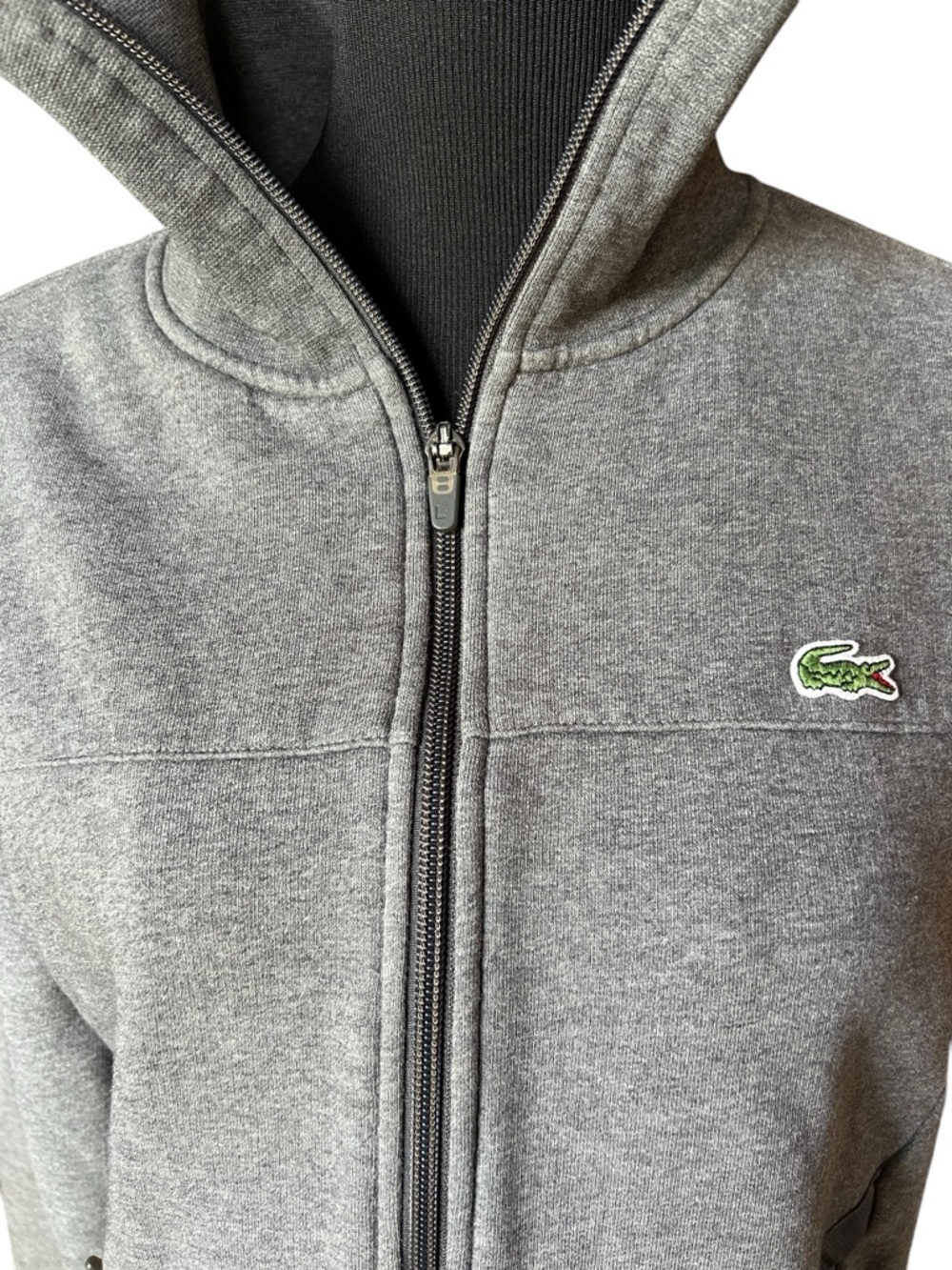 Lacoste Sport Full Zip Fleece Jacket Gray Croc Logo Back Men’s Medium M - Picture 3 of 9